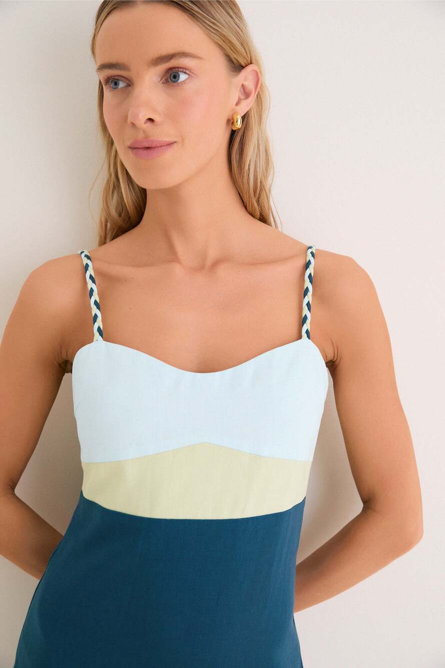 Tuckernuck Hyacinth House Ocean Mist Colorblock Linen Hailey Maxi Dress - NWT - Picture 2 of 3